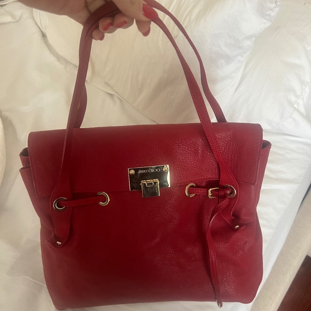 Jimmy Choo Large Red Leather tote